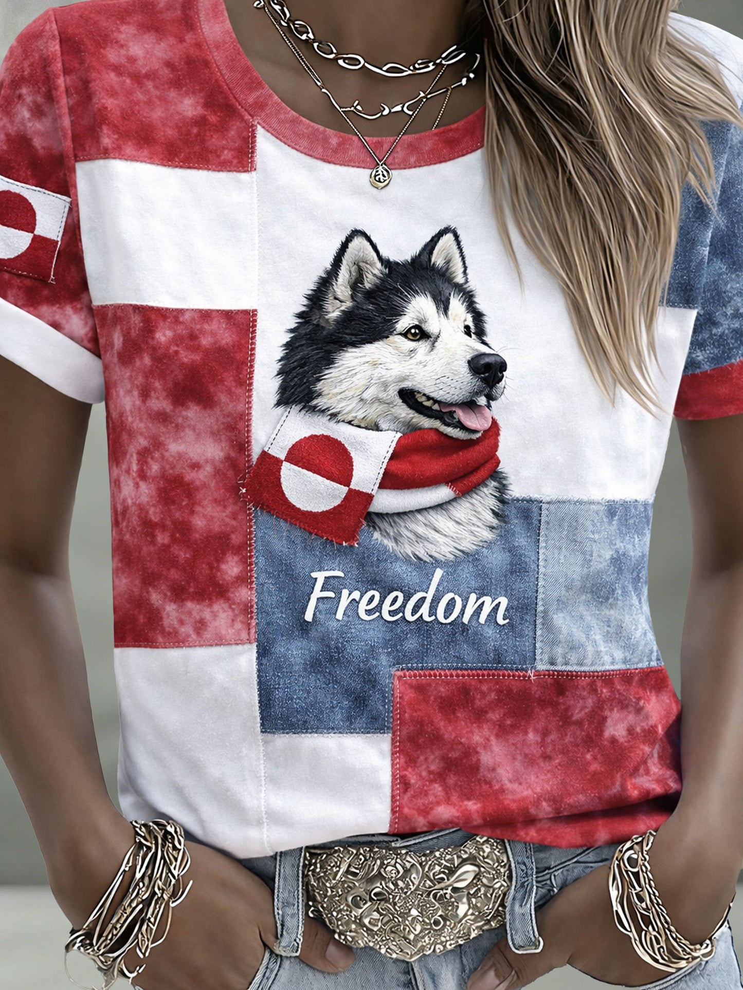 Grønlands hund Grønlands friheds element kunst print T-shirt