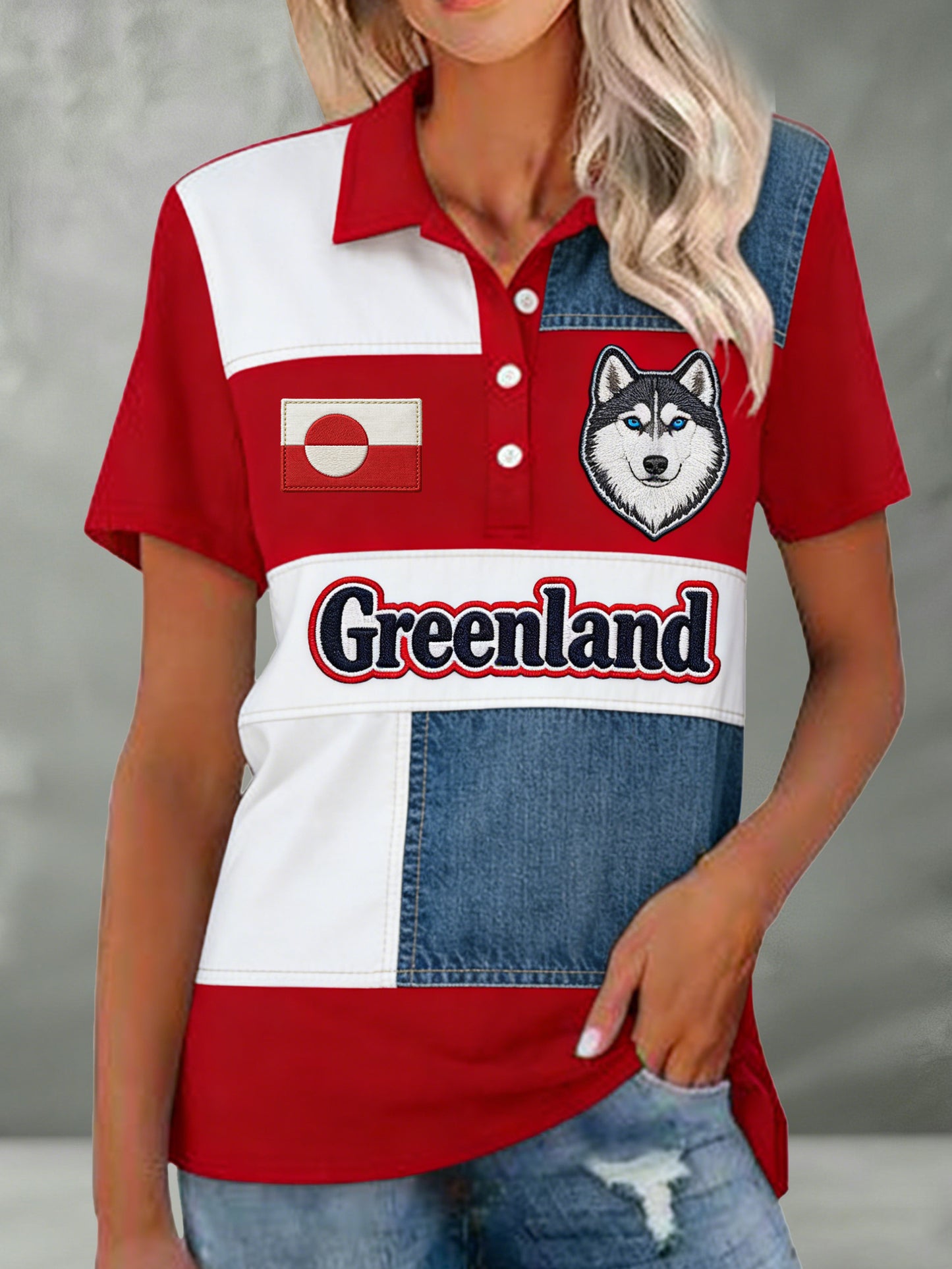 Kvindernes danske Grønland Hund Grønland Free Element Art Print Polo.