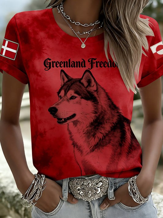 Grønlands hund Grønlands friheds element kunst print T-shirt