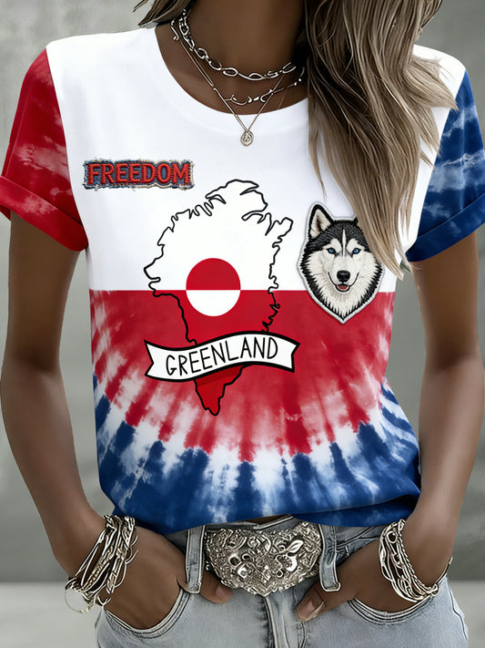 Kvinder Grønland Gratis kunst Print Patchwork T-shirt