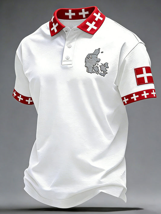 Mænds dansk camouflage kunstprint paneler polo