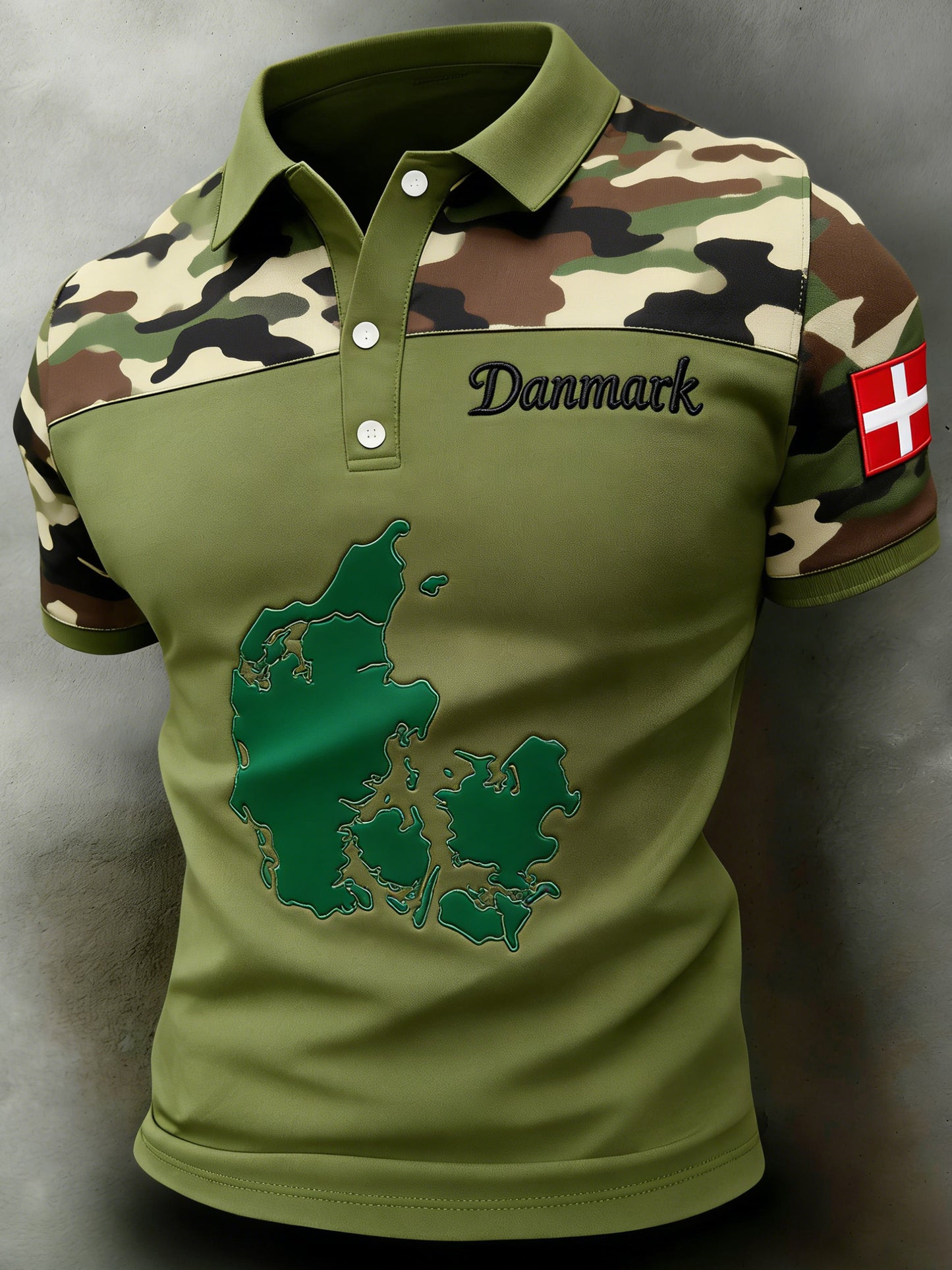 Mænds dansk camouflage kunst Print Paneled Polot