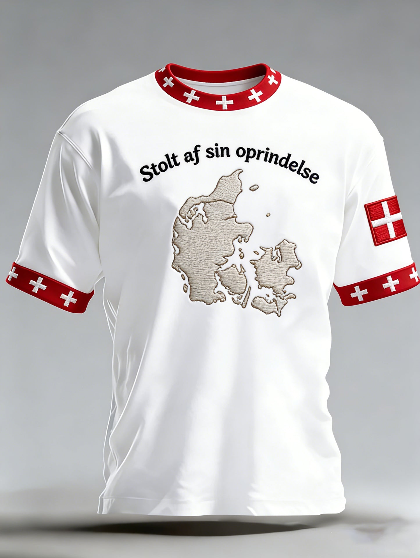 Mænds dansk camouflage kunstprint sammensyet t-shirt