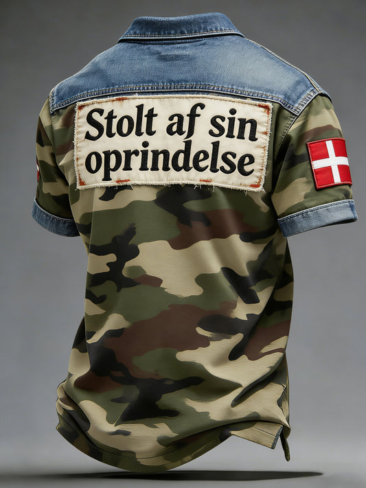 Herrens Polo skjorte med dansk flag-tema camouflage Paneling og Kunstnerisk Print