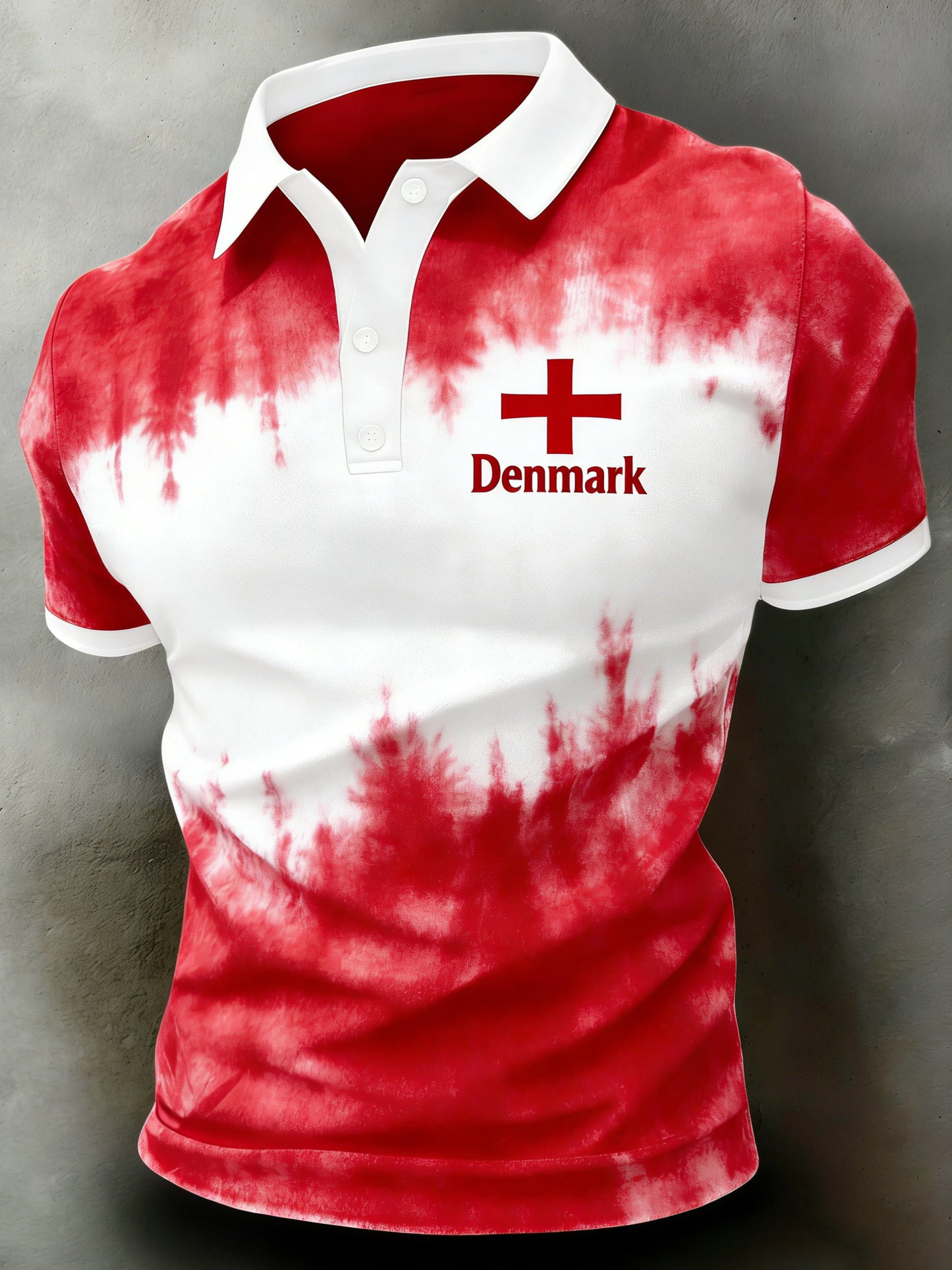 Mænds dansk flag kunstprint hæderpolo