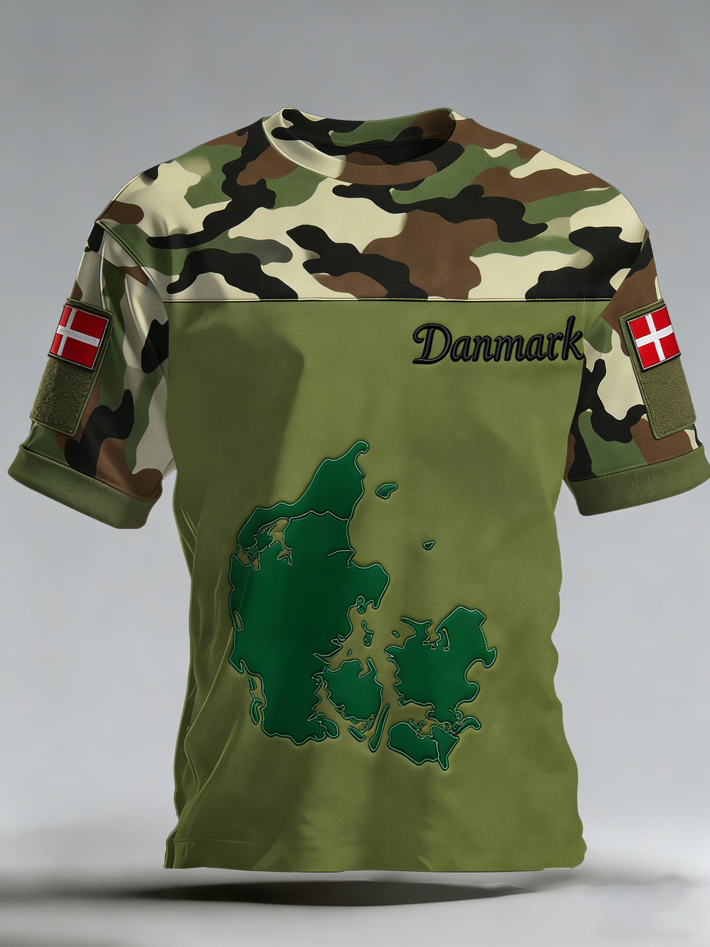 Mænds dansk camouflage stil kunst print T-shirt