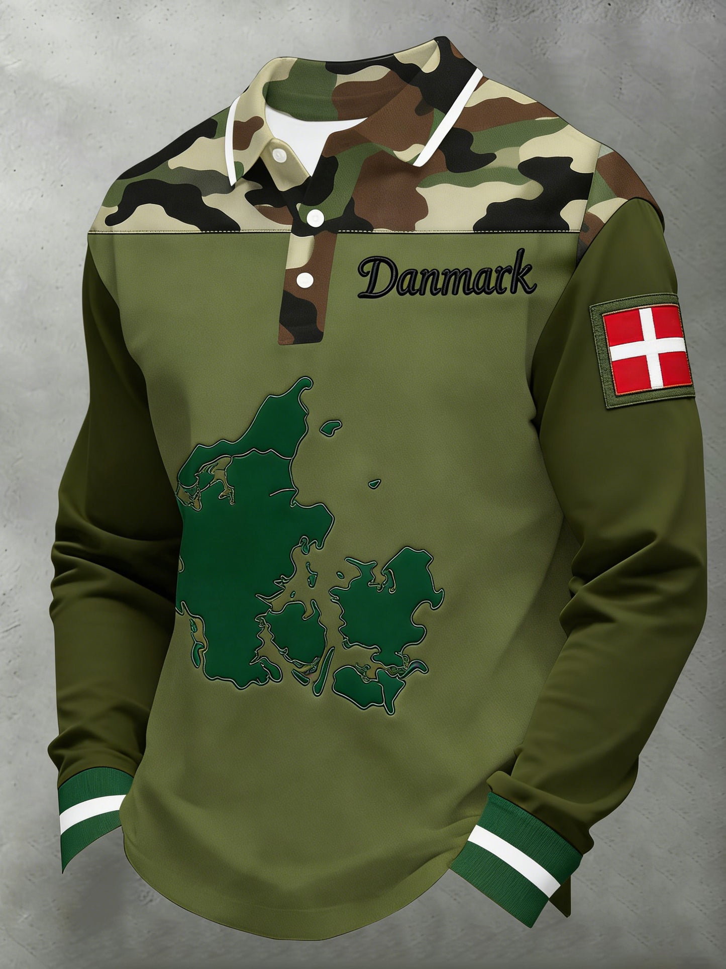 Mænds dansk camouflage stil kunst print Polo.