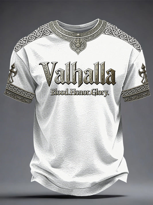 Mænds vikingestil Valhalla-printet t-shirt