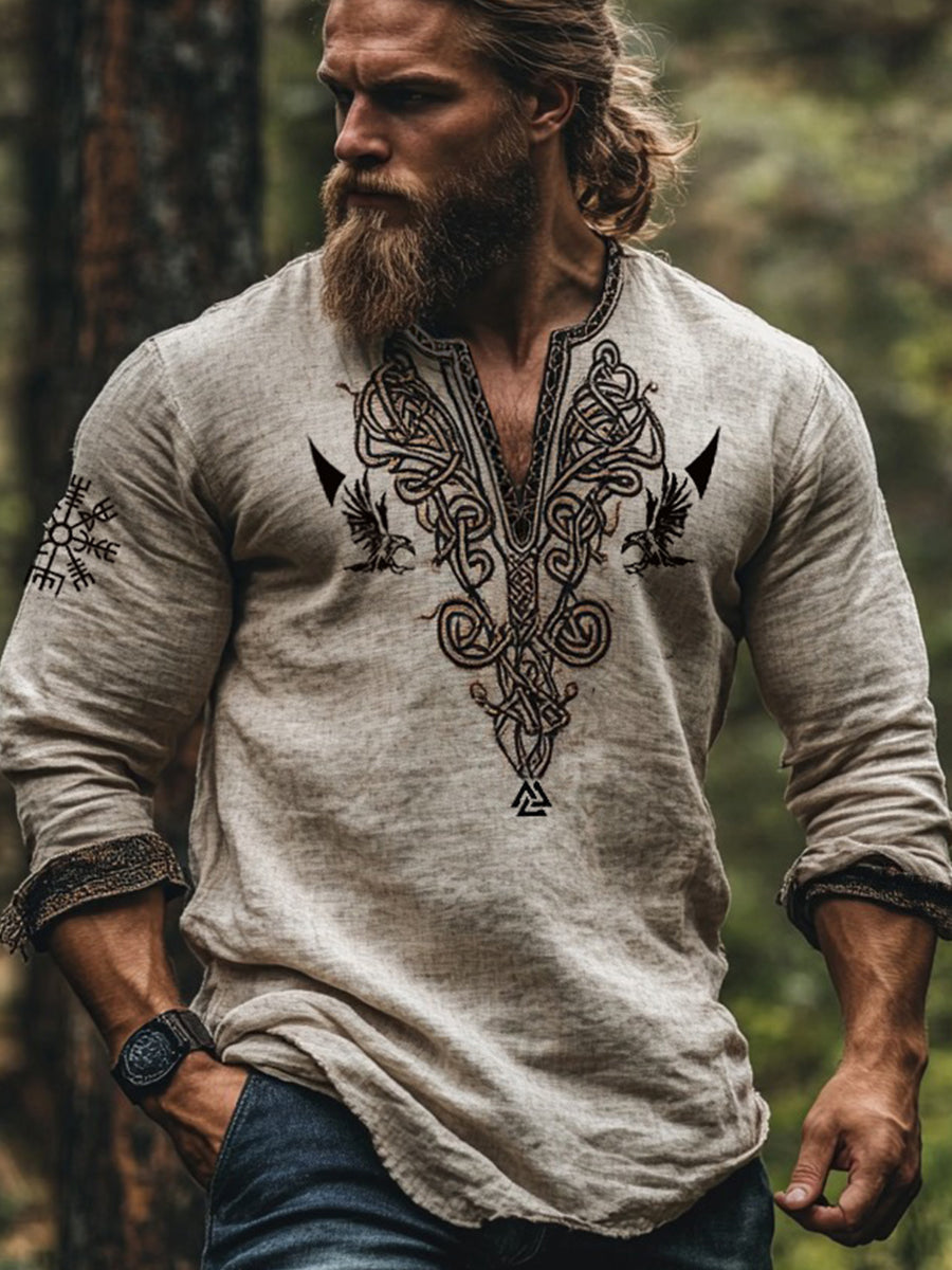 Mænds vintage Viking langærmet
