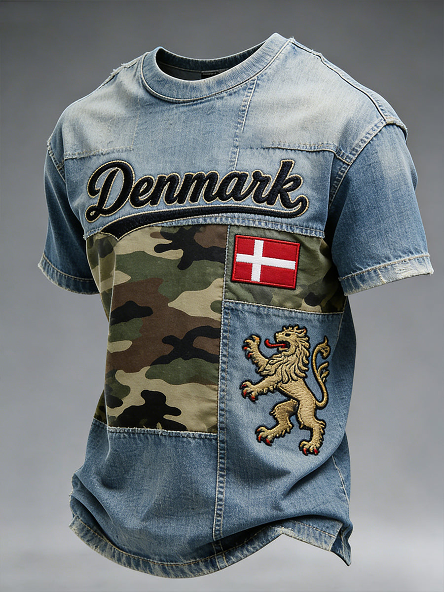 Mænds bekymret camouflage Print kortærme T-shirt
