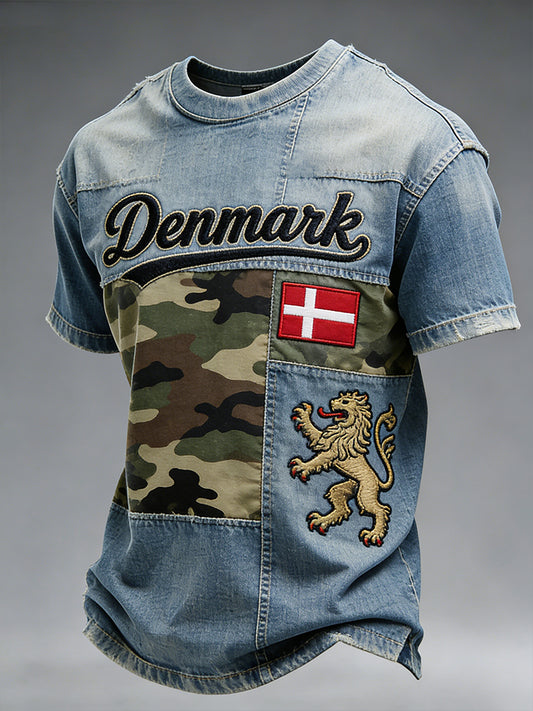 Mænds bekymret camouflage Print kortærme T-shirt