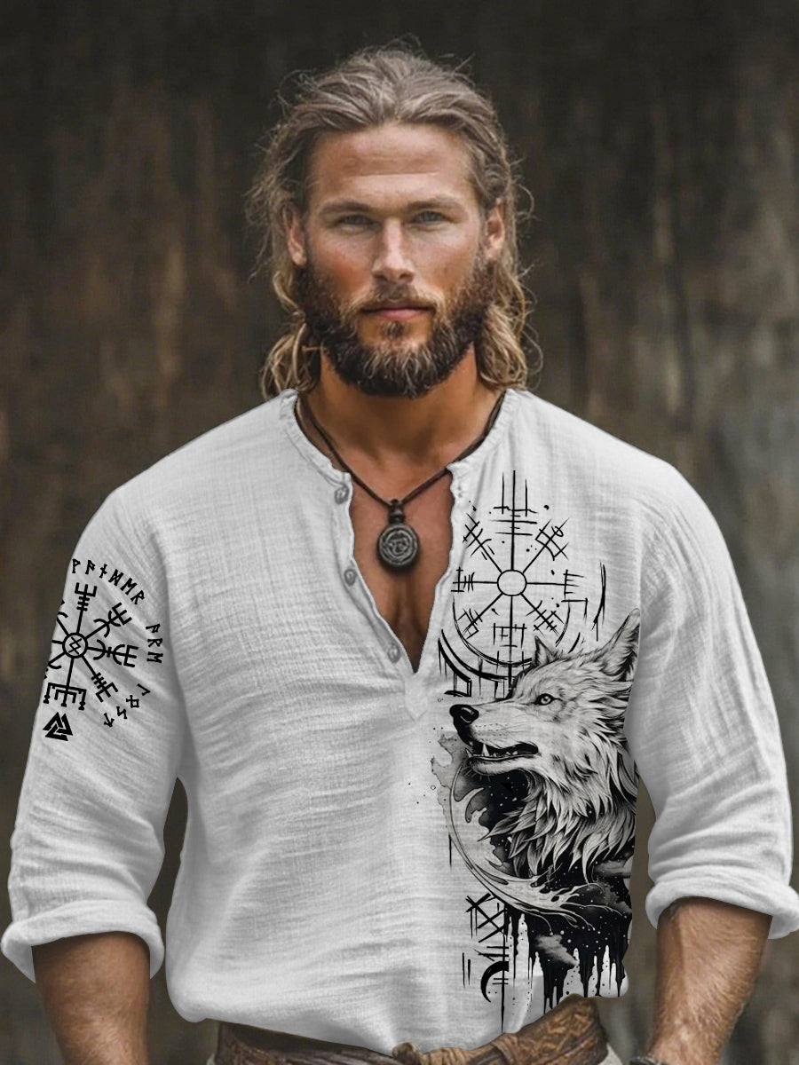 Mænds Viking bomuld og linned topper