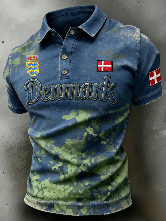 Mænds slidt camouflageprint-polostrømme
