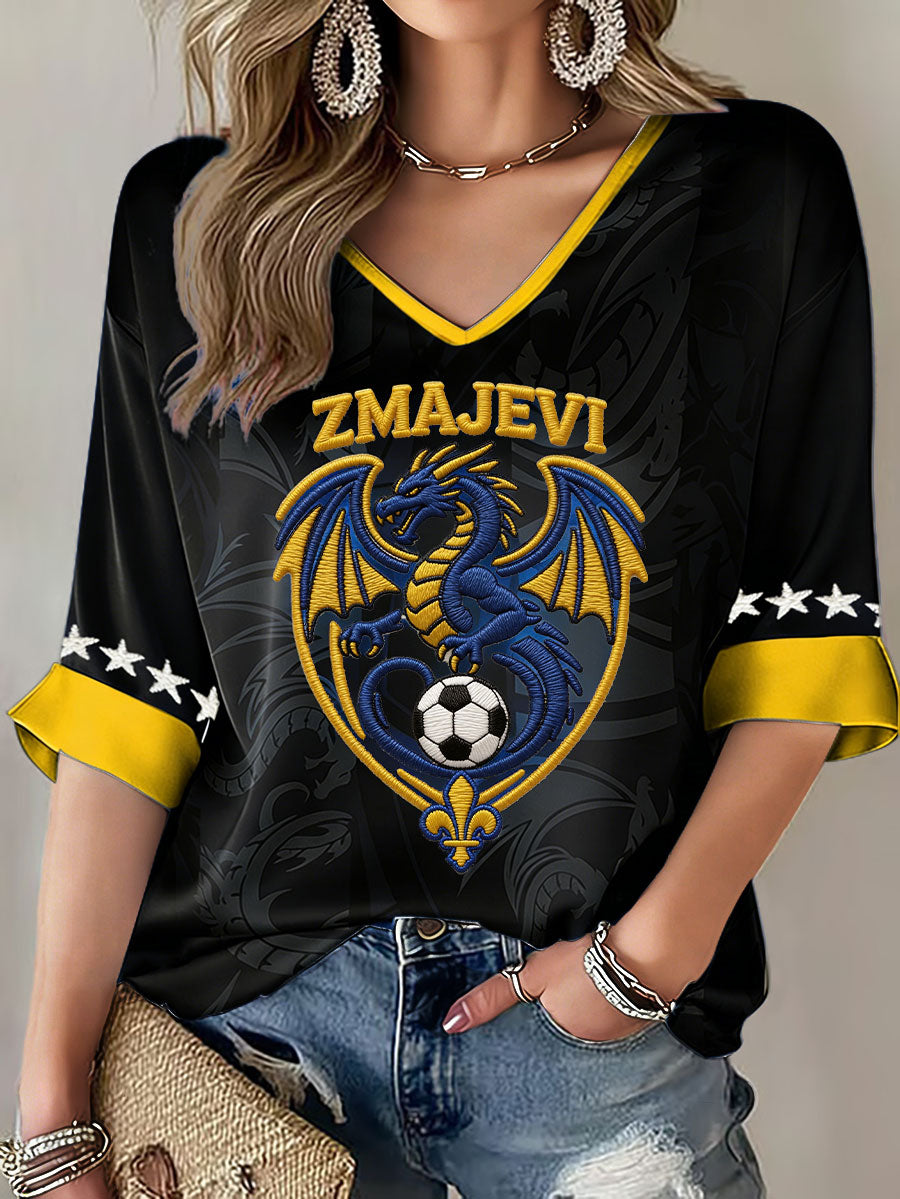 Kvinders Bosnien ZMAJEVI Fodboldfan Printet T-shirt
