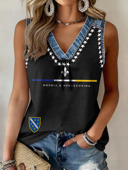 Kvinders Bosnien Fodboldfan ZMAJEVI Print Tanktops