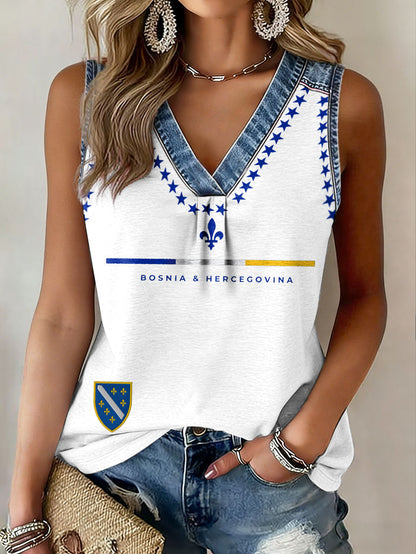 Kvinders Bosnien Fodboldfan ZMAJEVI Print Tanktops