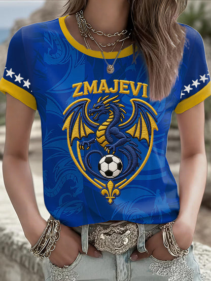 Kvinders Bosnien ZMAJEVI Fodboldfan Printet T-shirt