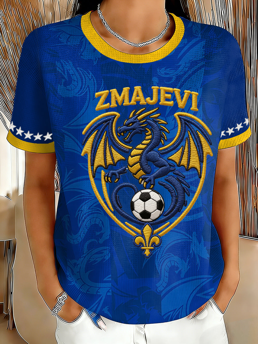 Kvinders Bosnien ZMAJEVI Fodboldfan Print Vaffeltoppe