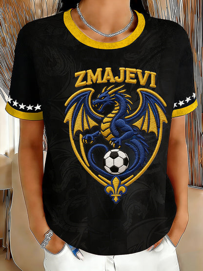 Kvinders Bosnien ZMAJEVI Fodboldfan Print Vaffeltoppe