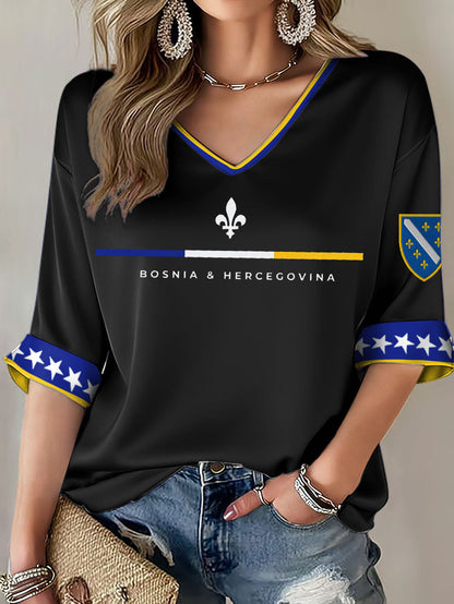 Kvinders Bosnien ZMAJEVI Fodboldfan Printet T-shirt