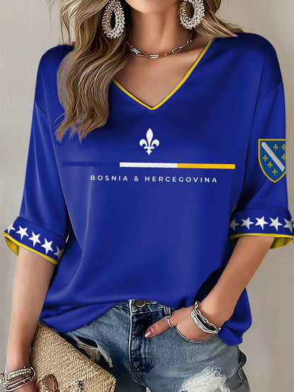 Kvinders Bosnien ZMAJEVI Fodboldfan Printet T-shirt