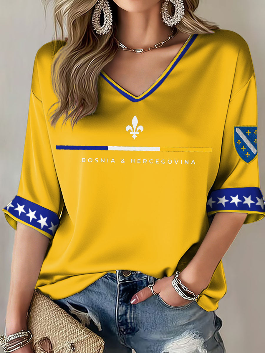 Kvinders Bosnien ZMAJEVI Fodboldfan Printet T-shirt