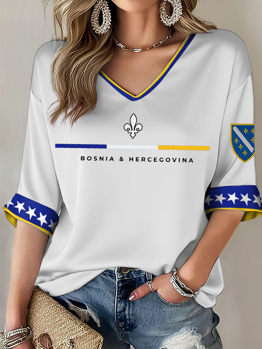 Kvinders Bosnien ZMAJEVI Fodboldfan Printet T-shirt