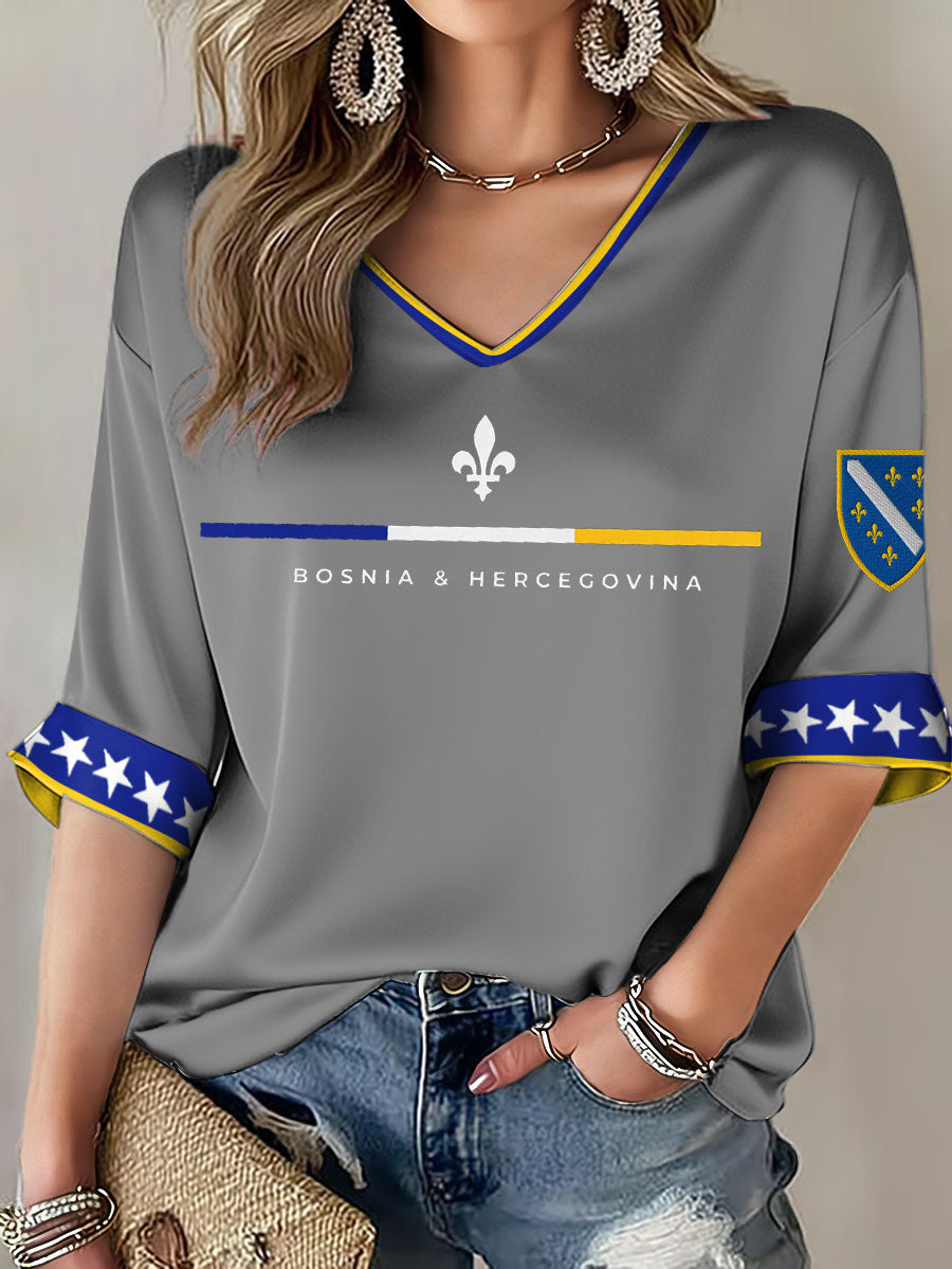 Kvinders Bosnien ZMAJEVI Fodboldfan Printet T-shirt