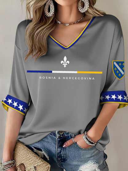 Kvinders Bosnien ZMAJEVI Fodboldfan Printet T-shirt