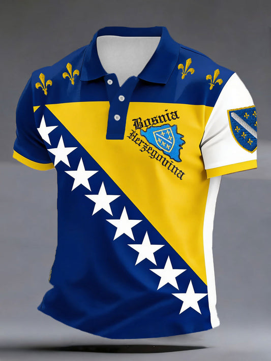 Herrer Bosnien ZMAJEVI Fodboldfan Printet poloshirt