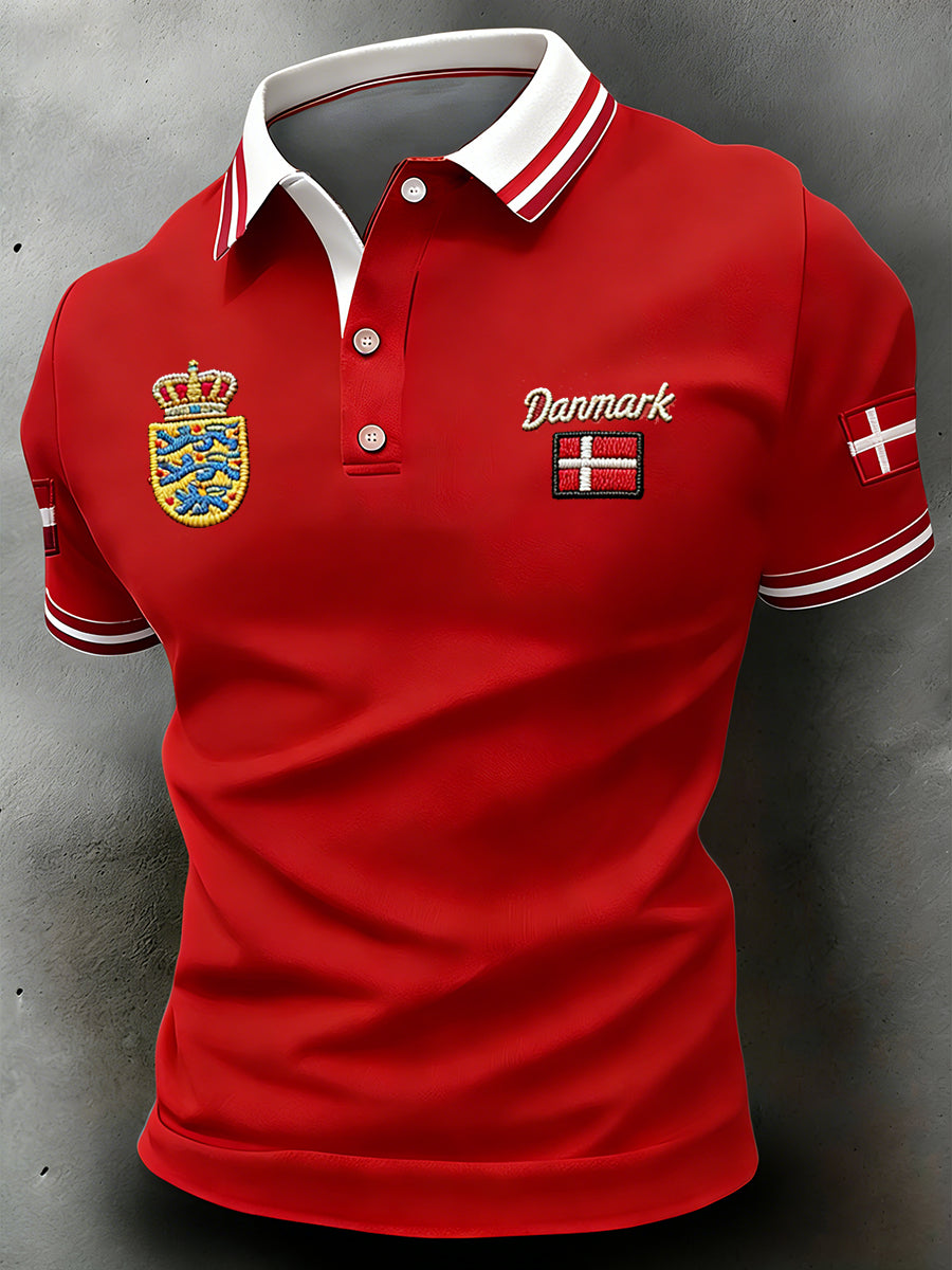 Mænds Casual Polo skjorte med broderi og print detaljer