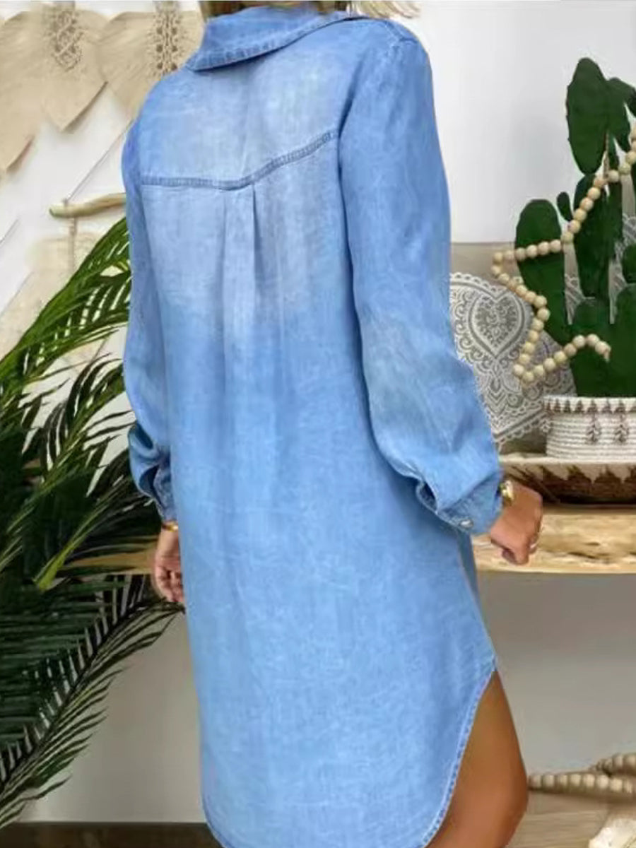 Kvinders Casual Elegant Denim skjortekjole