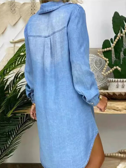 Kvinders Casual Elegant Denim skjortekjole