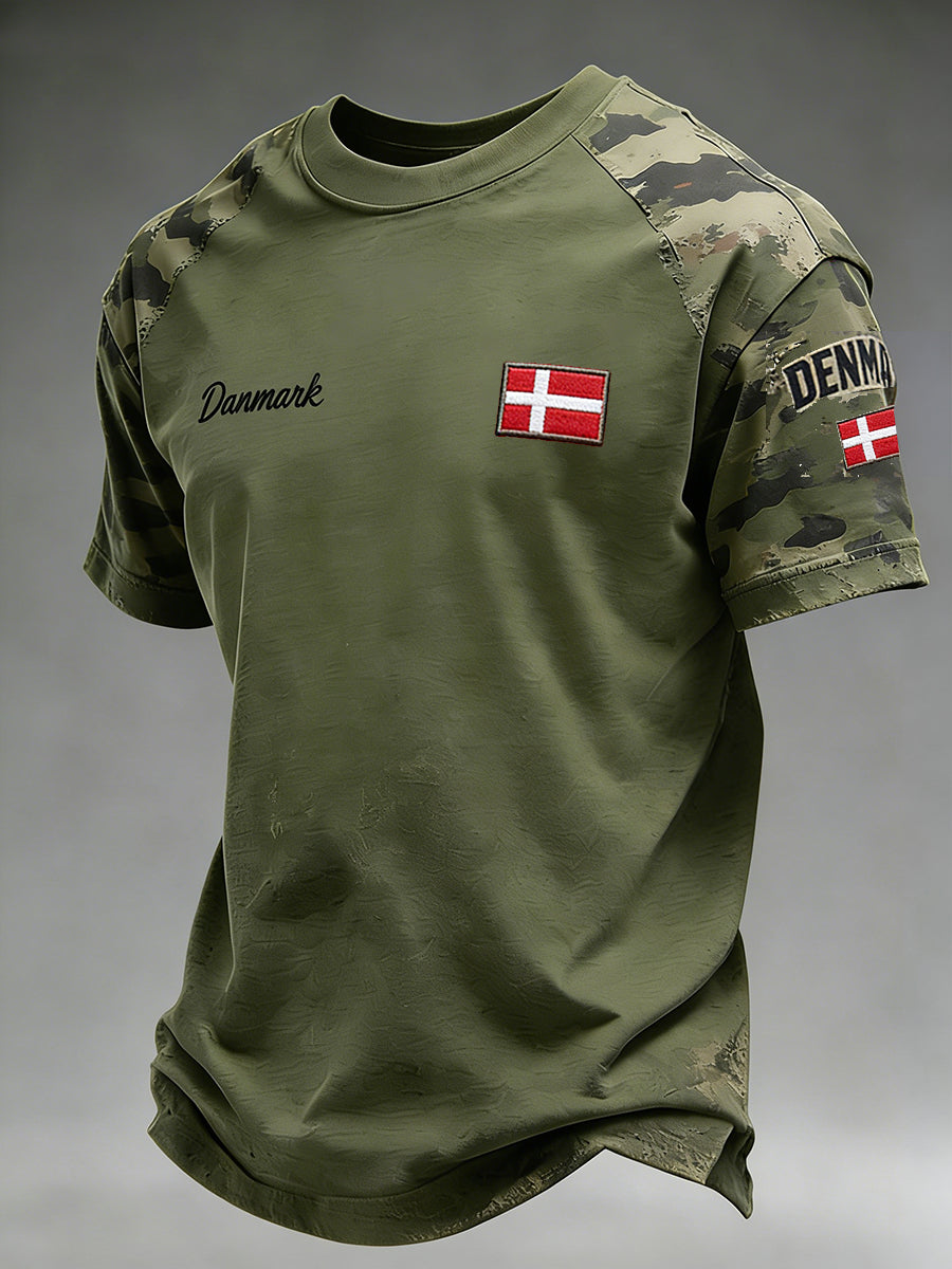 Mænds camouflage t-shirt med slidt print