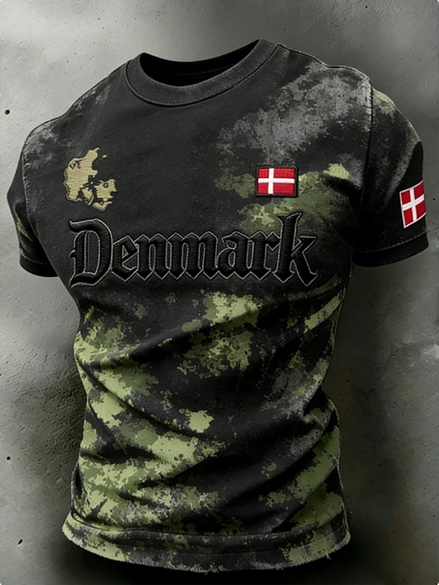 Mænds camouflage t-shirt med slidt print