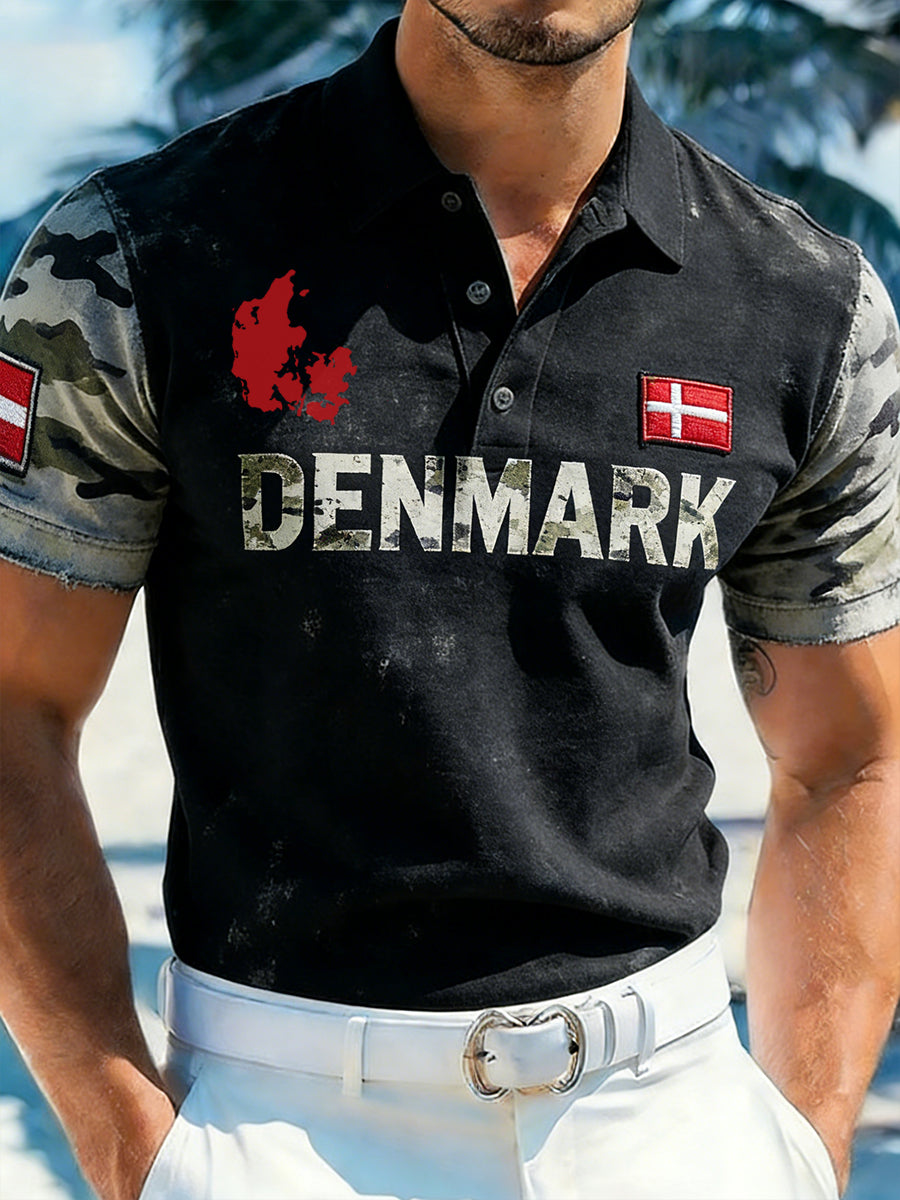 Mænds Camouflage nødstedte Print Polo skjorte