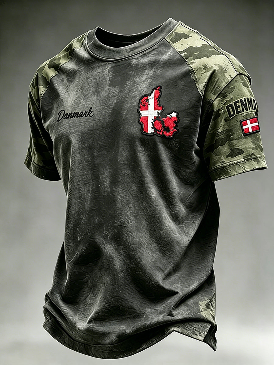 Mænds bekymret camouflage Print T-shirt