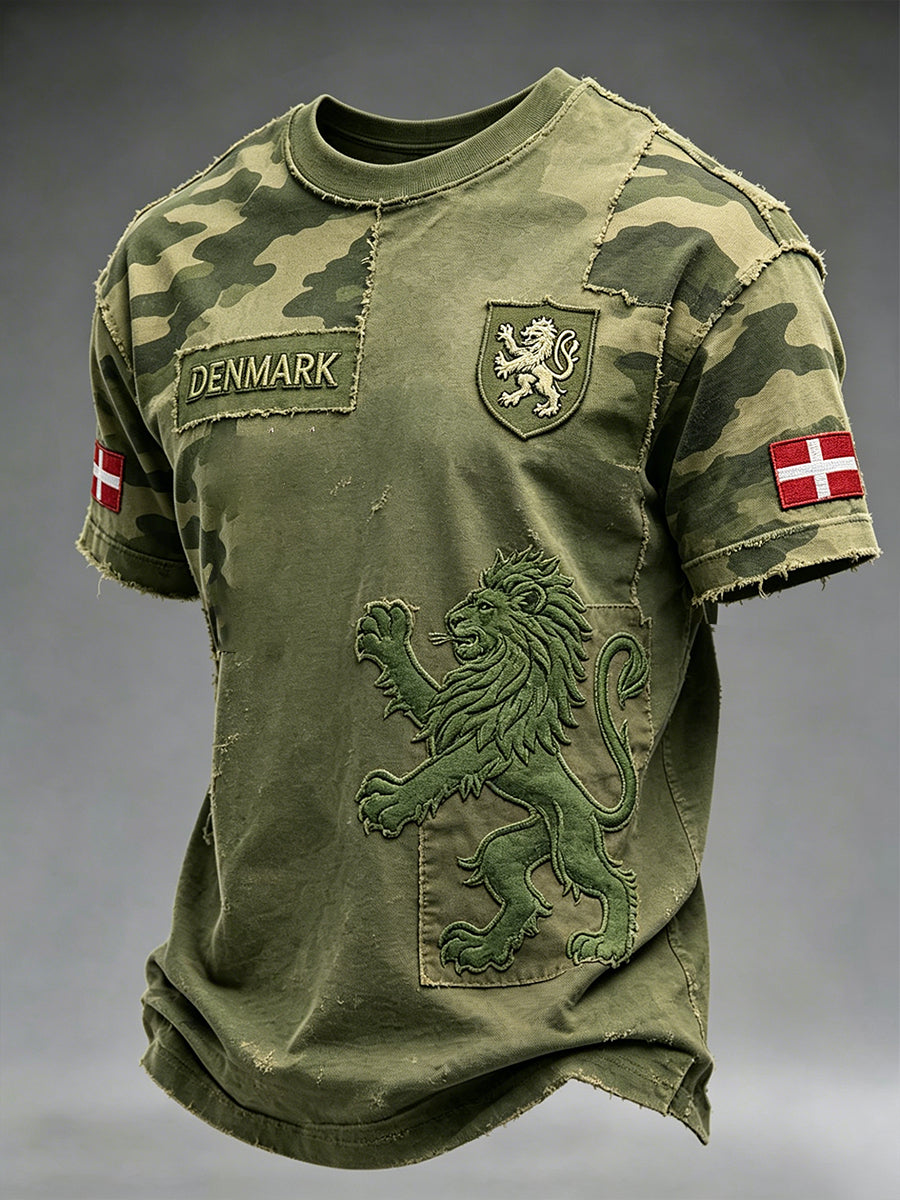 Mænds slidt camouflageprint t-shirt