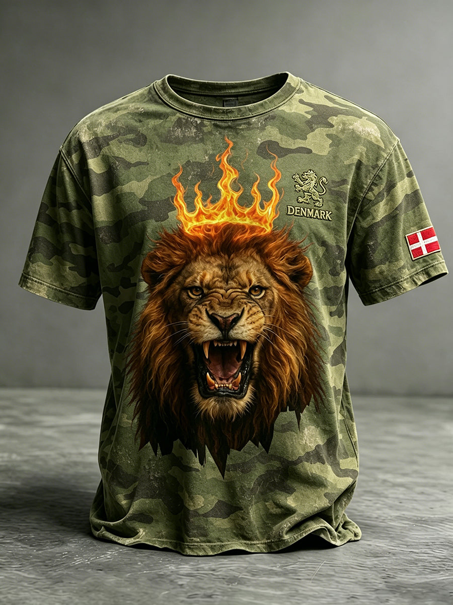 Mænds slidt camouflageprint t-shirt