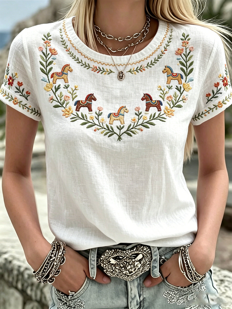 Kvinders svenske midsommer Print Casual T-shirt