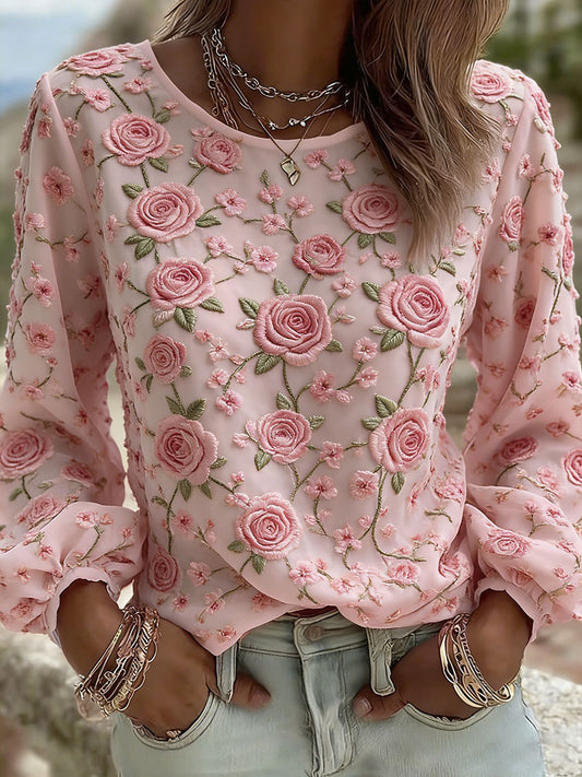Kvinders Rose kunst Print Casual T-shirt