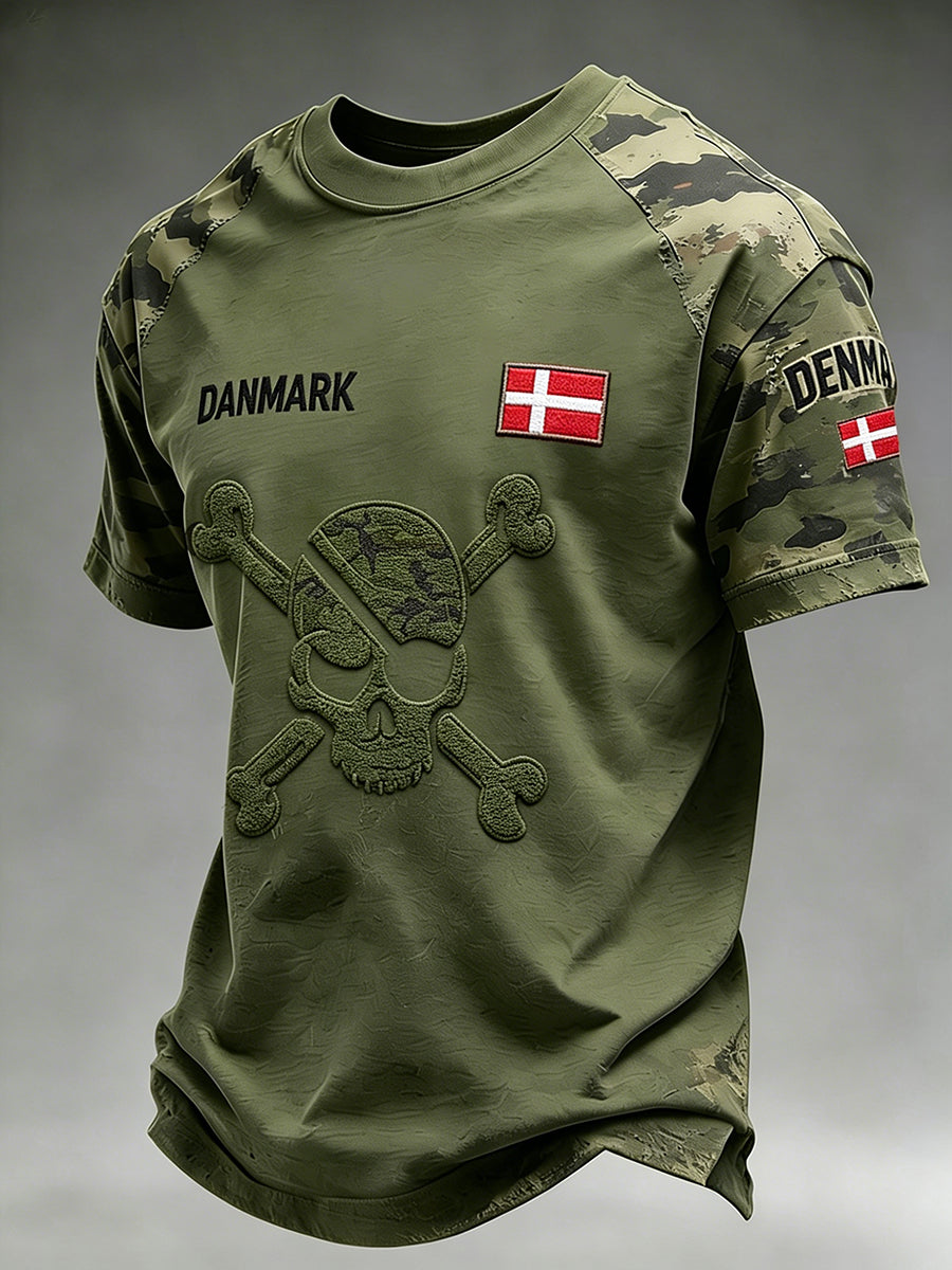 Mænds Camouflage T-shirt med nødlidet print