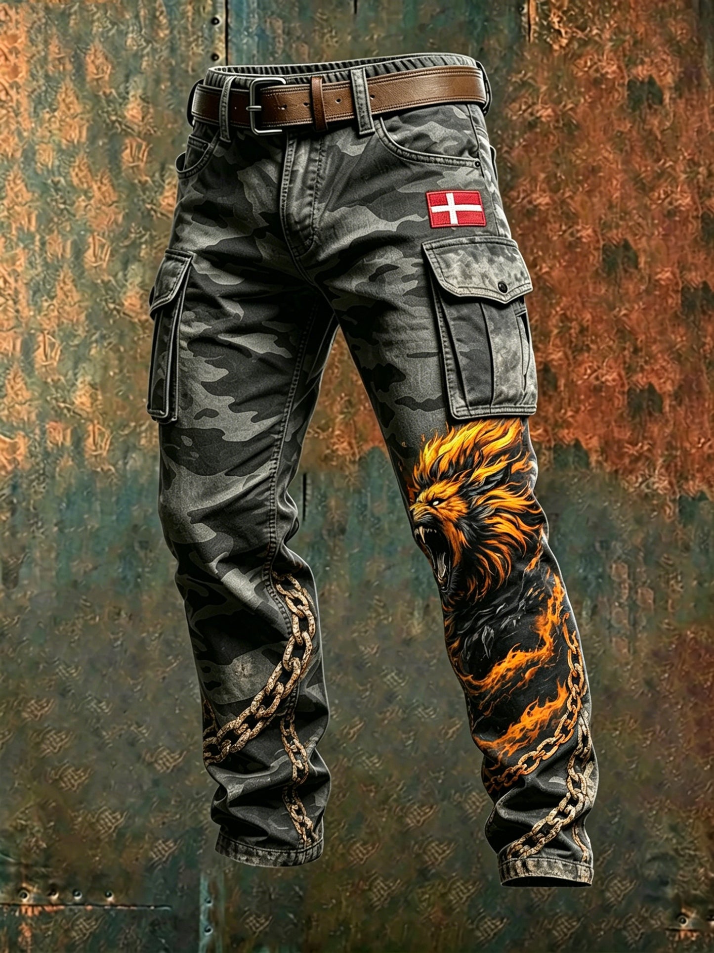 Mænds bekymrede camouflage Cargo bukser med vin print
