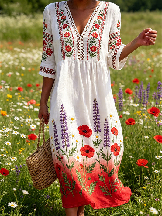 Kvinders midsommer Blomster Print Casual Kjole