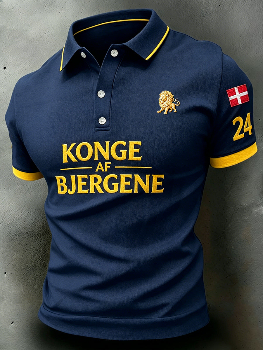 Herrepolo med Tour de France-tema og flammeløveprint