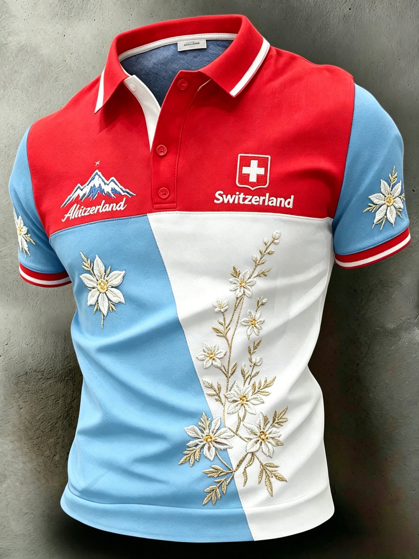 Herrers Alperne-kunstprint polo med korte ærmer