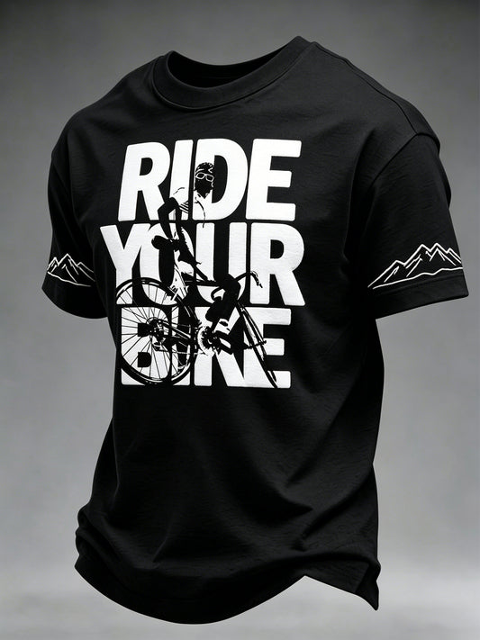 Mænds cykelentusiast kunst T-shirt