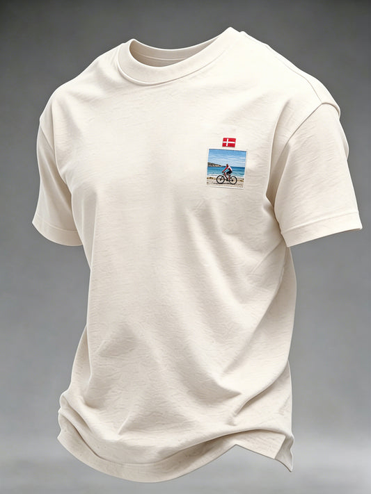 Mænds Casual T-shirt med landskab print