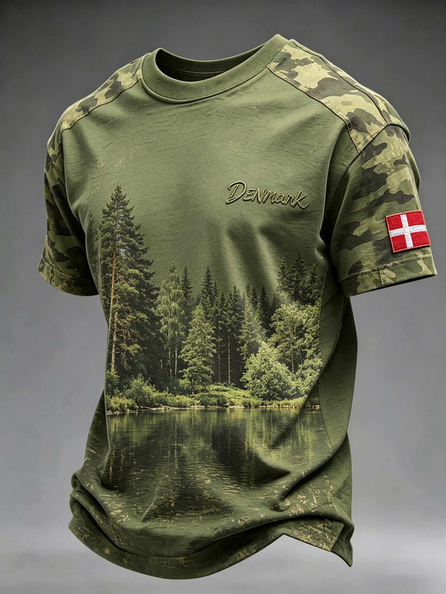 Mænds bekymrede camouflage Print Casual T-shirt