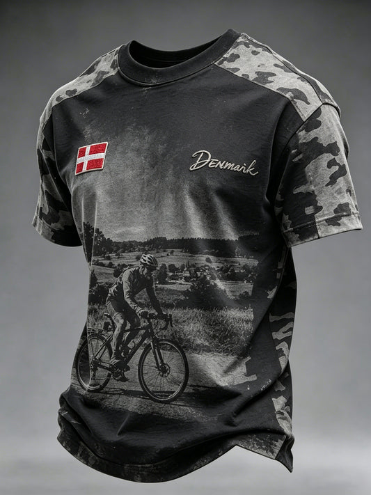 Mænds slidt camouflageprint afslappet t-shirt